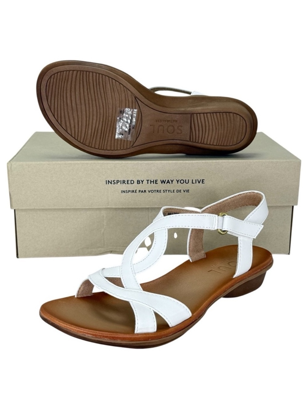 Soul Naturalizer Solo White Faux Leather Womens Sandals Size 7M